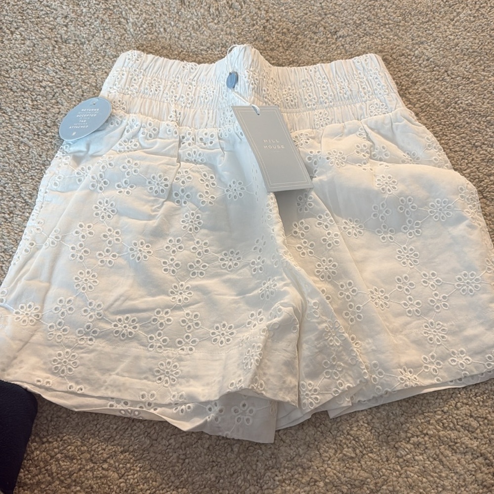 NWT HILL HOUSE HOME The Eyelet Livie Nap Shorts in White Eyelet - Picture 9 of 12